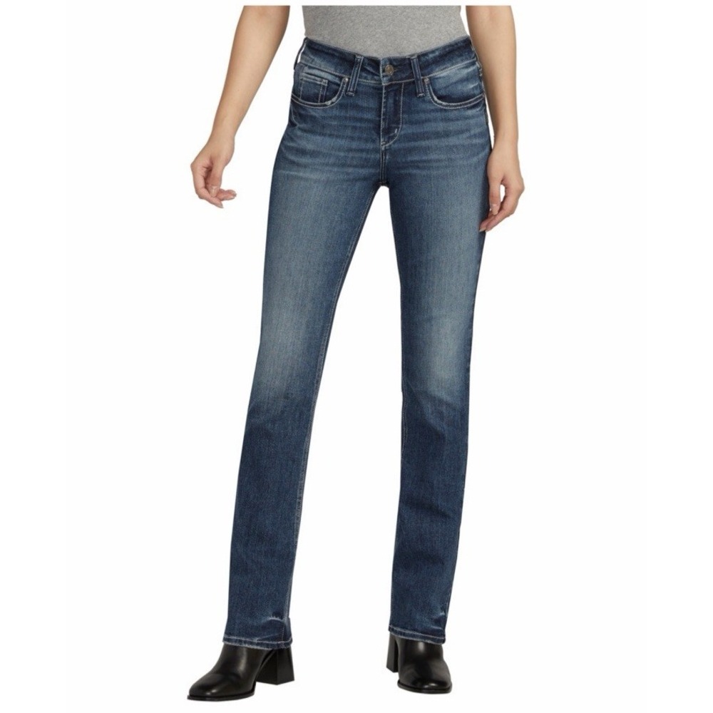 Silver Suki Curvy Fit‎ Mid Rise Slim Boot Jeans Women 25 x 35 Long Dark Wash NWT
